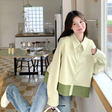 外套女春秋2025新款撞色拼接小清新翻领高级感休闲超好看夹克上衣，女装短外套，2C251