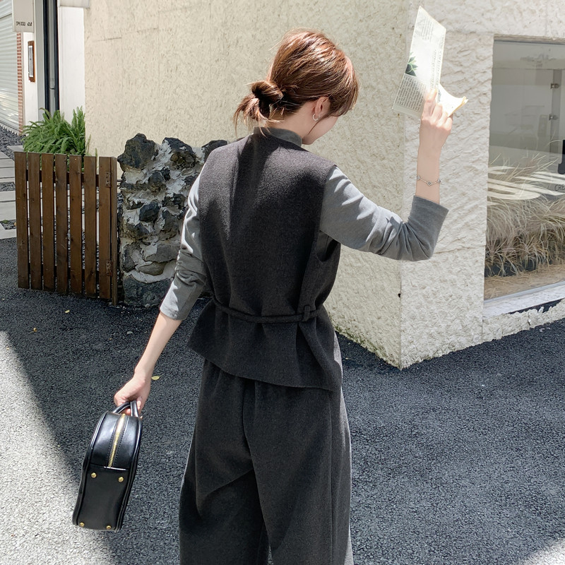 【新品】25冬气质毛呢马甲阔腿裤两件套2C251-6306-P185-K278,女装套装/套裙,2C251