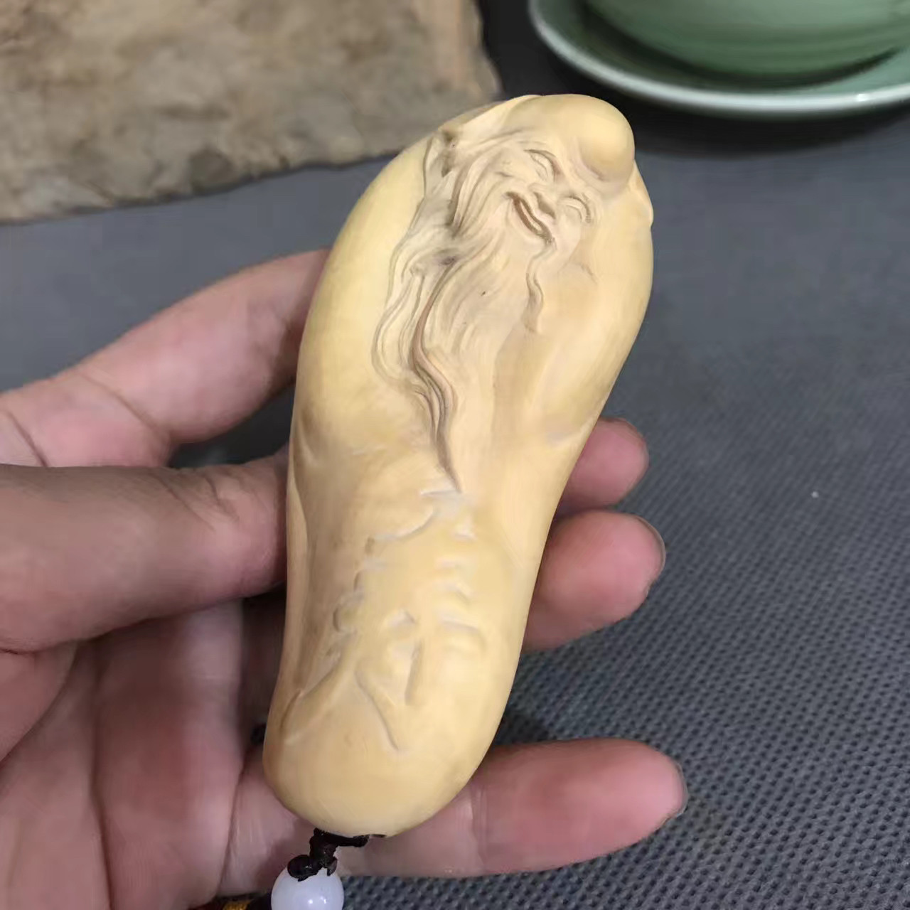 小叶黄杨木雕挂件 汽车摆件寿比南山老寿星手把件 精品送礼收藏