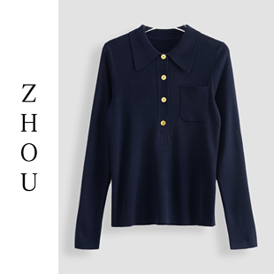 宝蓝色设计感小众轻奢上衣 18340