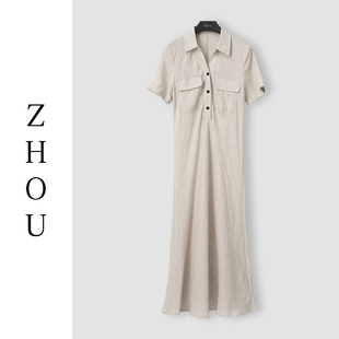 （周哥甄选）麻色连衣裙-22470