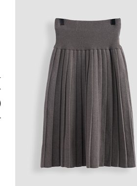 深灰高腰百搭显瘦半身裙-18855