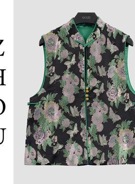 黑色设计感新中式马甲-20620