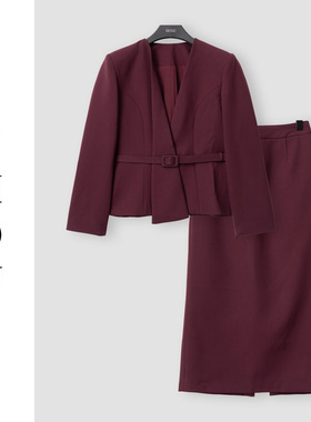 （周哥甄选）酒红时尚套装-30645