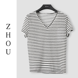 (周哥甄选)黑白条纹上衣-24178