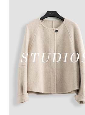 大衣女装上衣开衫气质针织短款圆领-16354