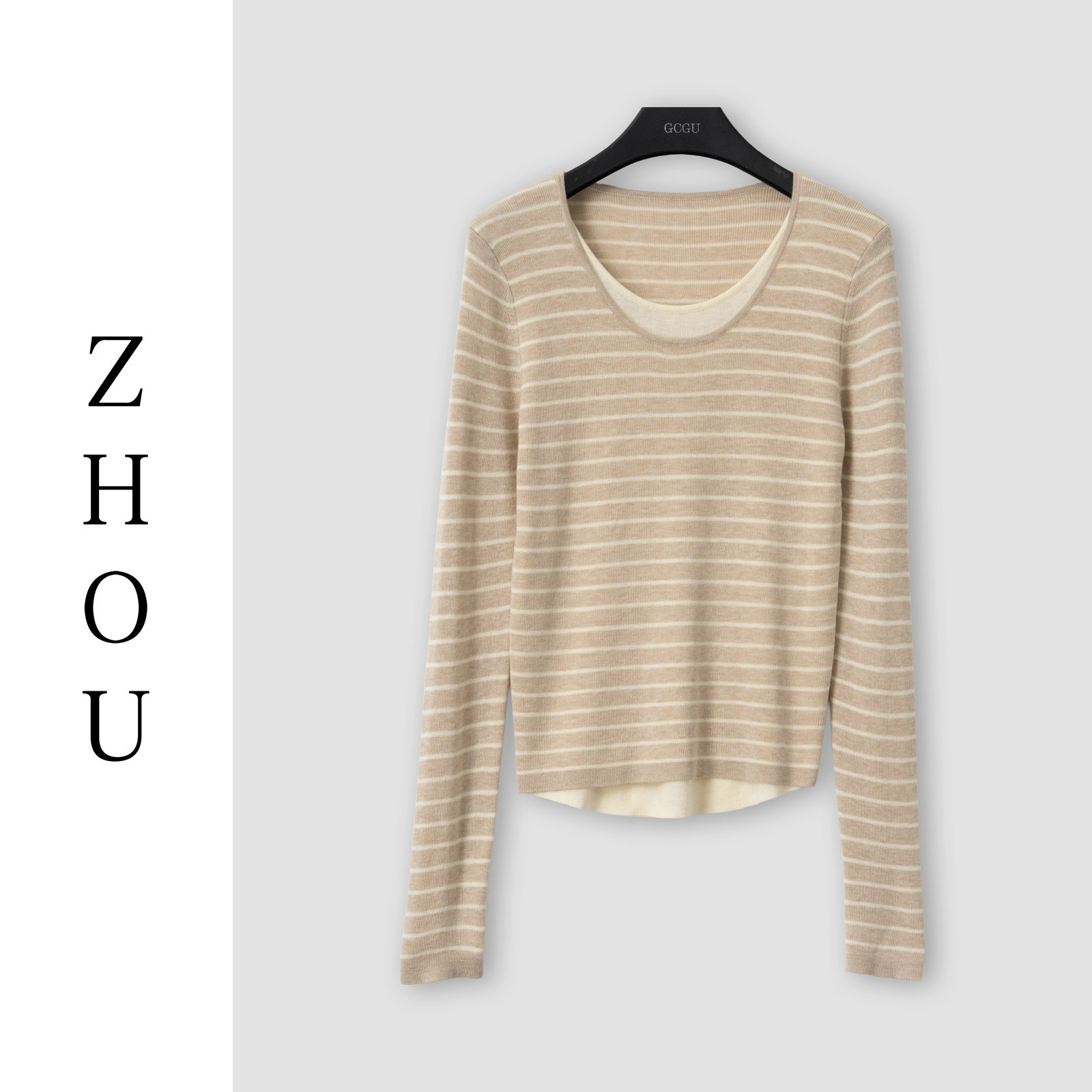 （周哥甄选）灰米条纹上衣-33075,女装/女士精品,毛针织衫,淘宝优惠券,粉丝福利购,淘宝优惠卷