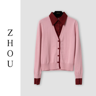 （周哥甄选）粉色针织上衣-02411180