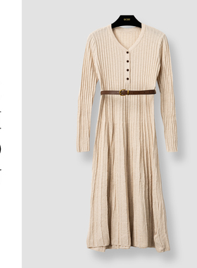 （周哥甄选）浅杏色连衣裙-44069