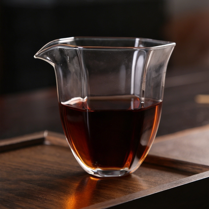 沐茗窑高硼硅菱形玻璃公道杯大号耐高温加厚新中式功夫茶具分茶器