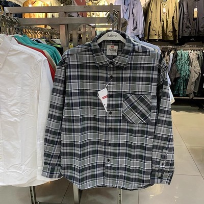 正品班尼路春秋男款新款休闲格子法兰绒舒适磨毛薄款长袖衬衫衬衣