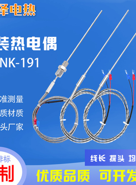 K型铠装热电偶WRNK-191/E型J型热电偶/探针热电偶/温度传感器