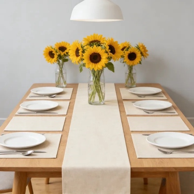 日式极简纯色亚麻桌旗