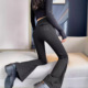 女弹力显瘦高级感外穿紧身裤 春季 风后口袋喇叭鲨鱼裤 工装 子 新款