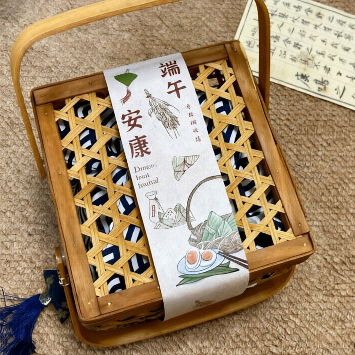 端午节粽子手提篮礼包礼品盒烘焙特产绿豆糕咸鸭蛋编织礼品袋包装