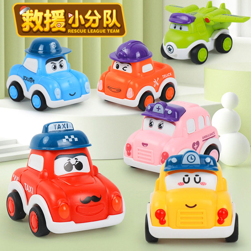 亿翔玩具男孩女宝宝回力车惯性工程飞机警车救援救护车校车套装