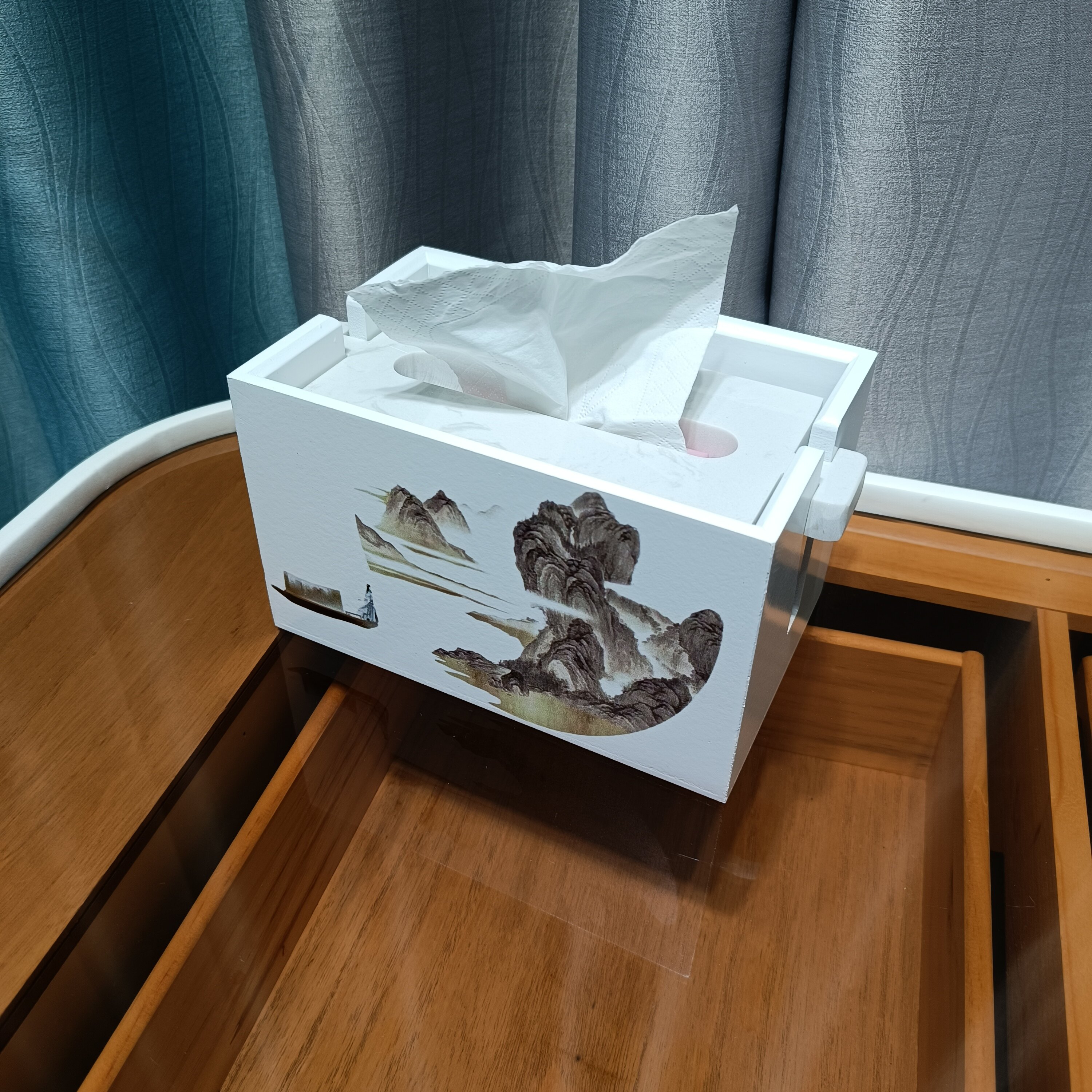 木制茶室纸巾盒方形创意餐巾纸抽盒办公室厅升降式收纳盒简约桌
