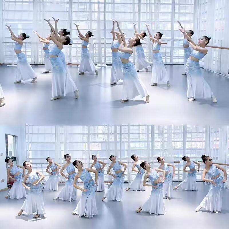 新款彩云之南儿童傣族舞服装演出服女童艺考民族舞蹈孔雀舞鱼尾裙