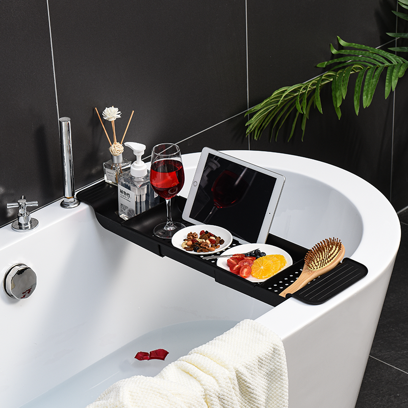 Plastic bathtub rack, extendable and anti-slip bathtub, bathroom bath storage rack, bath storage rack tray thumbnail 2