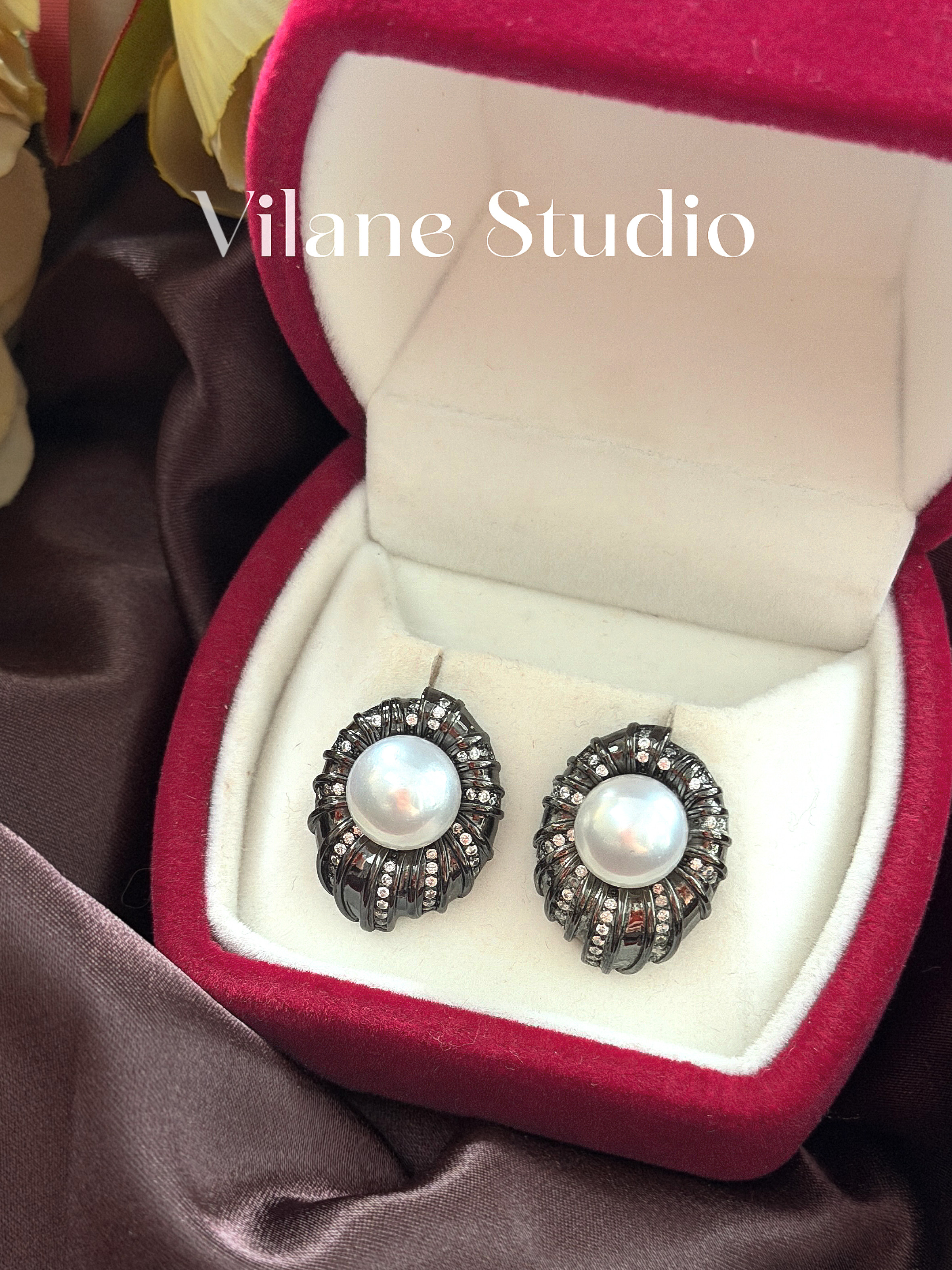 海水澳白9-10酷暗黑系S925纯银豪镶托耳钉耳环9.72&9.45 一物一拍