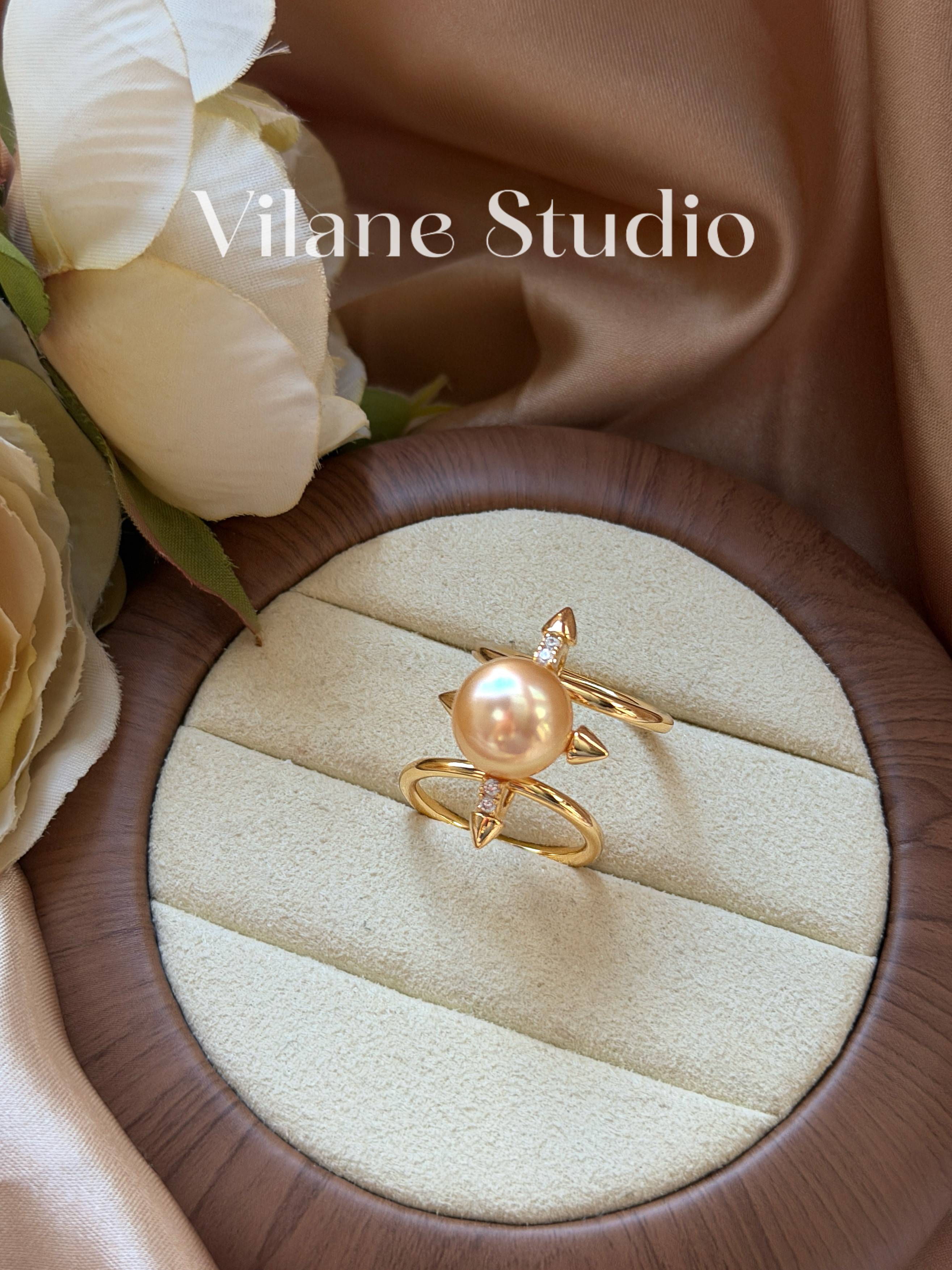 天然海水金珠双层多戴款纯银戒指可调节指环 项链扣 10.96 13指围