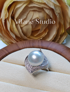 天然海水澳白大点位满钻围锆超闪蓝血光S925纯银开口可调节戒指