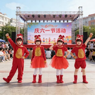 六一儿童狐狸演出服幼儿园动物狐假虎威表演服小狐狸卡通舞蹈服装