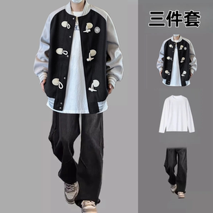 【套装】卫衣休闲外套韩版青少年潮流宽松时尚帅气潮牌ins百搭学