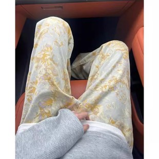 cleanfit扎染提花微喇牛仔裤男款美式vibe风裤子潮牌柳叶弯刀长裤