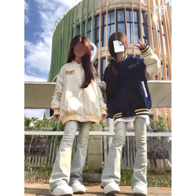美式潮牌插肩刺绣棒球服男女2025春秋季新款高街情侣宽松夹克外套