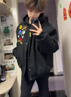 美式字母刺绣飞行员棒球服夹克男女宽松休闲百搭学生潮牌情侣外套