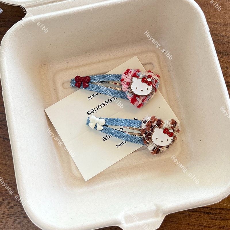 韩版新款牛仔毛线爱心蝴蝶结发夹kt猫bb夹刘海碎发侧边夹可爱发饰,饰品/流行首饰/时尚饰品新,发饰,淘宝优惠券,粉丝福利购,淘宝优惠卷