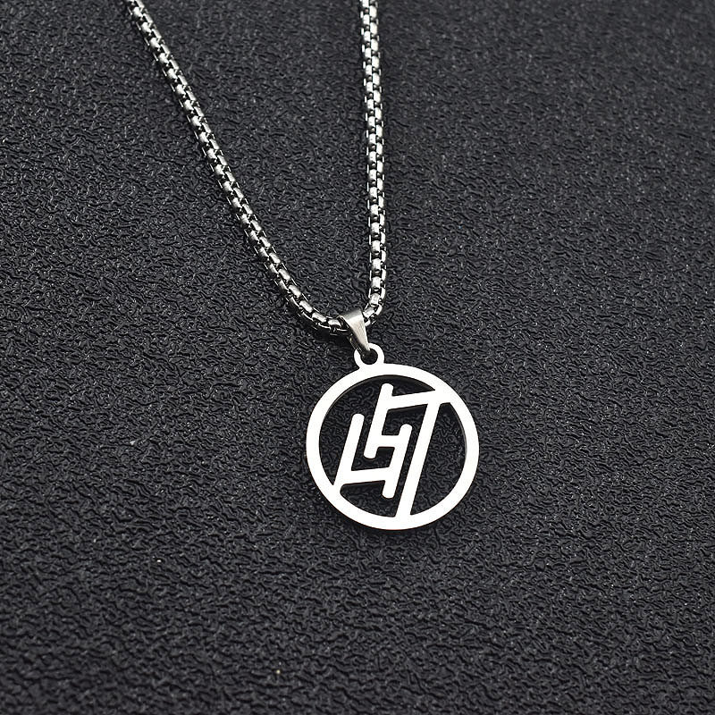 鹿晗同款字母数字lh7吊坠项链轻奢钛钢防水简约情侣项链男女夏季