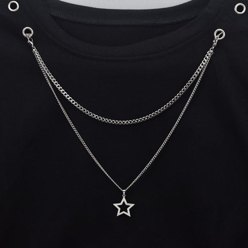 五角星桃心闪电数字65吊坠衣领链