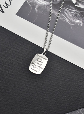 字母军牌吊坠项链男长款毛衣链