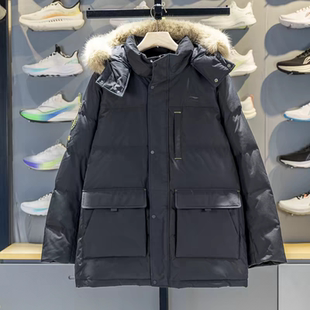 李宁中长款 鸭绒保暖宽松连帽外套AYMV341 羽绒服男子2025冬季