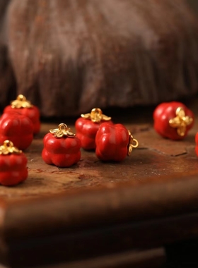 灵丹真朱砂一生安高含量真朱砂柿柿如意s925纯银镶嵌项链挂坠配饰