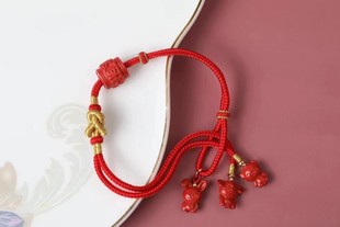 灵丹真朱砂一生安朱砂手工编绳高含量朱砂生肖三合手绳包挂两用款