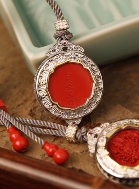 灵丹真朱砂一生安朱砂新款S925纯银启鑫本命佛挂饰吊坠男女款项链