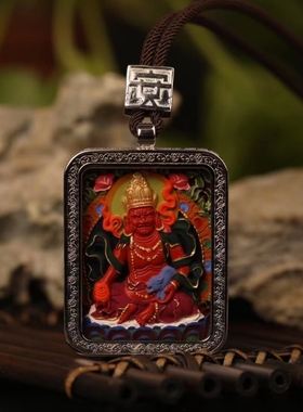 灵丹真朱砂一生安朱砂彩绘唐卡系列吊坠手工彩绘纯银镶嵌送礼自戴