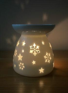 雪花大号蜡烛香薰灯陶瓷材质耐高温可干烧精油香粉固体香料