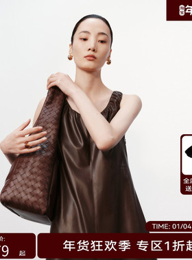 H·GENTEEL荷高新款冬装女无袖抽褶A型连衣裙皮裙GUE41750626T