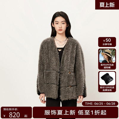 【商场同款】HPLY荷比俪冬季新款V领撞色休闲外套HZD42520350
