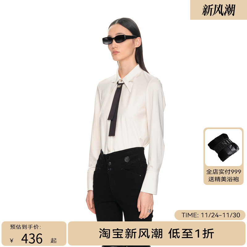 H·GENTEEL荷高年新款冬装女帅气利落衬衫