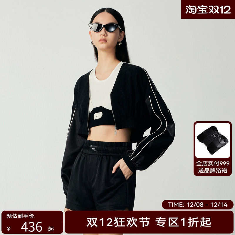 H·GENTEEL荷高新秋装女黑白箱型城市运动风格高级感长袖短夹克