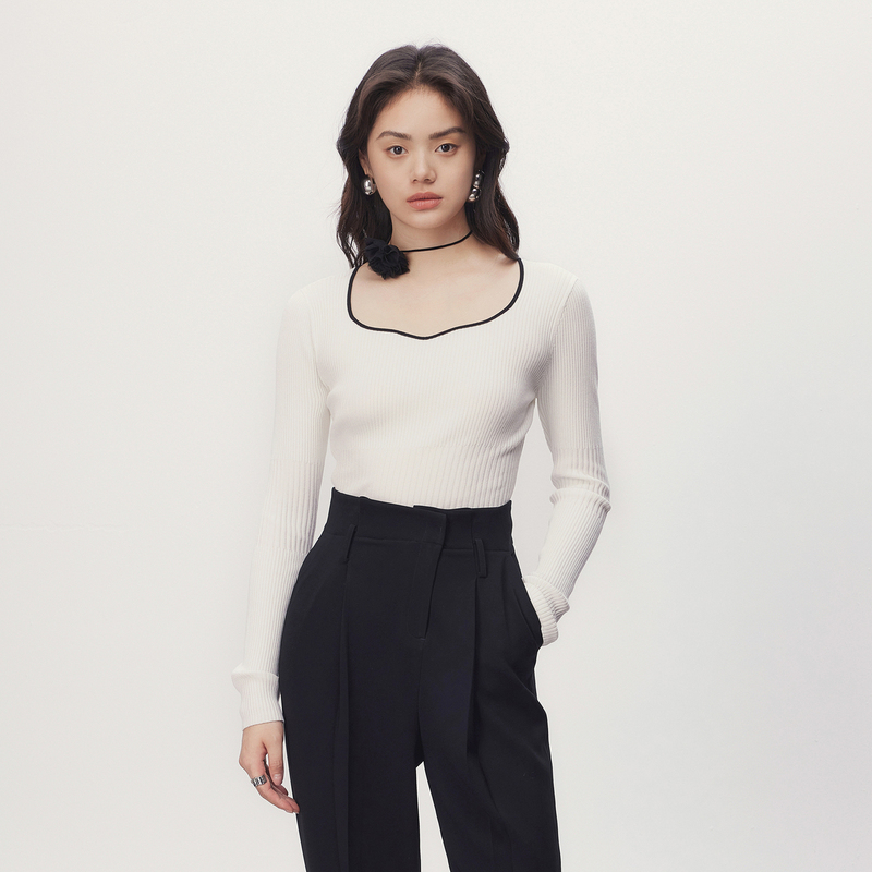 HPLY荷比俪季新款女气质衣领舒适针织上衣HDD12650175