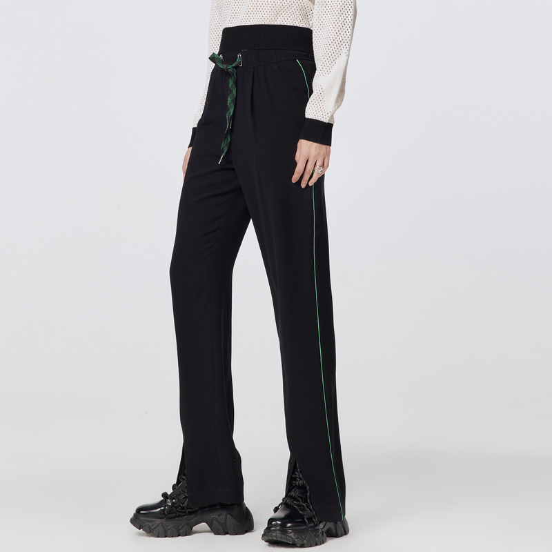 H.GENTEEL荷高年新款夏装女拼草装饰边直筒长裤GCD21410698