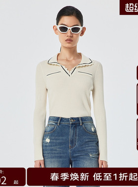 H·GENTEEL荷高 春季新品风格款泡泡花朵肌理毛衫GUD11650648