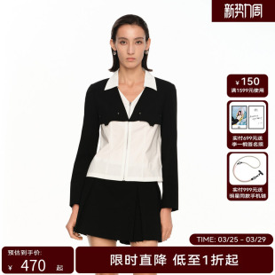 假两件休闲气质衬衫 女黑白拼式 夏装 H·GENTEEL荷高新款