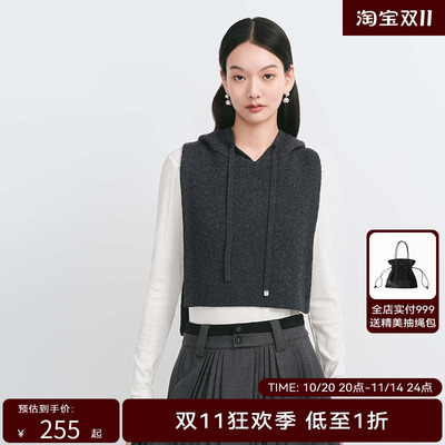 【商场同款】HPLY荷比俪冬季新款女单穿内搭连帽针织毛衫